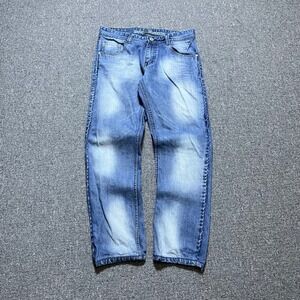 Mayfair Jeans Size 34 Blue‎ Denim Straight Leg Embroidered Pockets Mens Denim